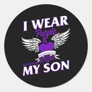 Jag Bäror Purpleei till minnet av min son överdose Runt Klistermärke