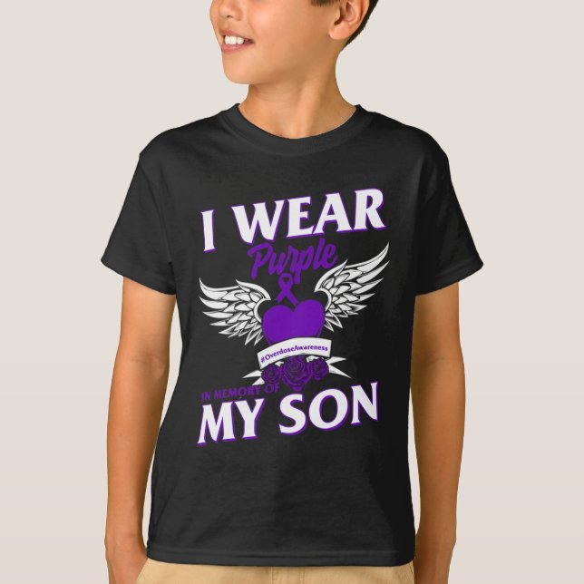 Jag Bäror Purpleei till minnet av min son överdose T Shirt (Framsida)