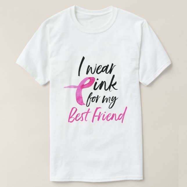 Jag Bäror Rosa för min bästa vän bröstcancer T Shirt (Design framsida)