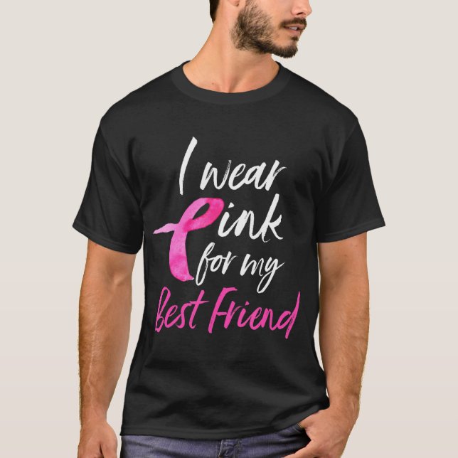 Jag Bäror Rosa för min bästa vän bröstcancer T Shirt (Framsida)