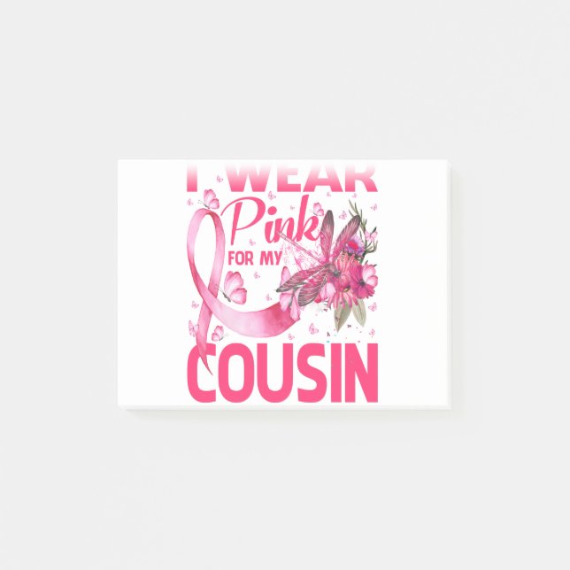 Jag Bäror Rosa för min kusin Dragonfly Breast Canc Post-it Block (Framsida)