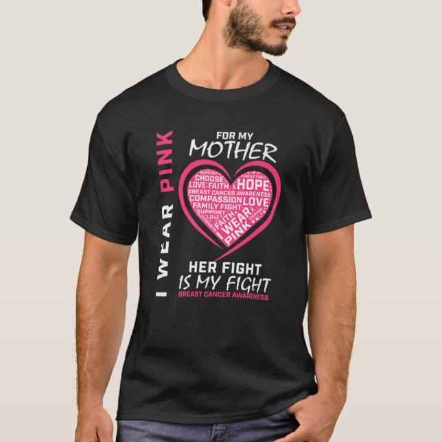 Jag Bäror Rosa för min medvetenhet om bröstcancer  T Shirt (Framsida)