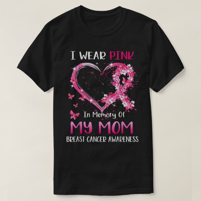 Jag Bäror Rosa till minne av mitt Mamma bröstcance T Shirt (Design framsida)