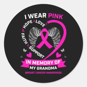 Jag Bäror Rosa till minnet av min mormor bröstcanc Runt Klistermärke