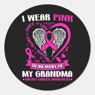Jag Bäror Rosa till minnet av min mormor bröstcanc Runt Klistermärke
