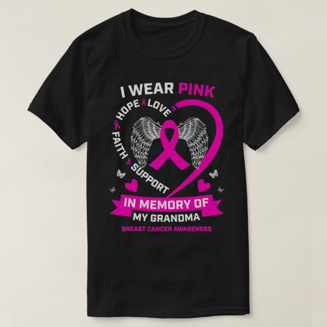 Jag Bäror Rosa till minnet av min mormor bröstcanc T Shirt (Design framsida)