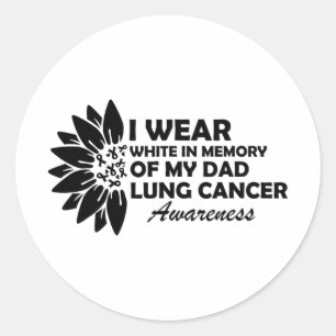 Jag Bäror vit till minnet av min Pappa Lung Cancer Runt Klistermärke