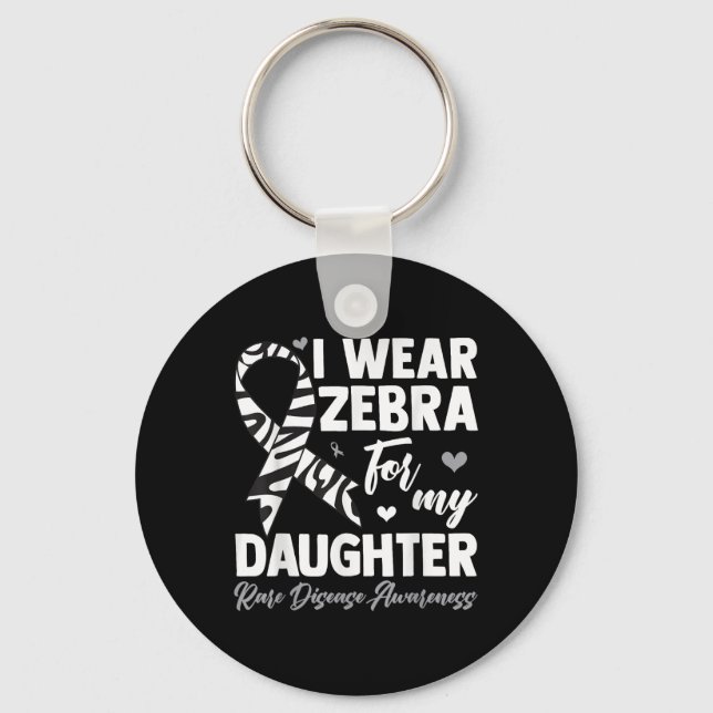 Jag Bäror Zebra för min dotter Sällsynt Disease Aw Nyckelring (Framsida)