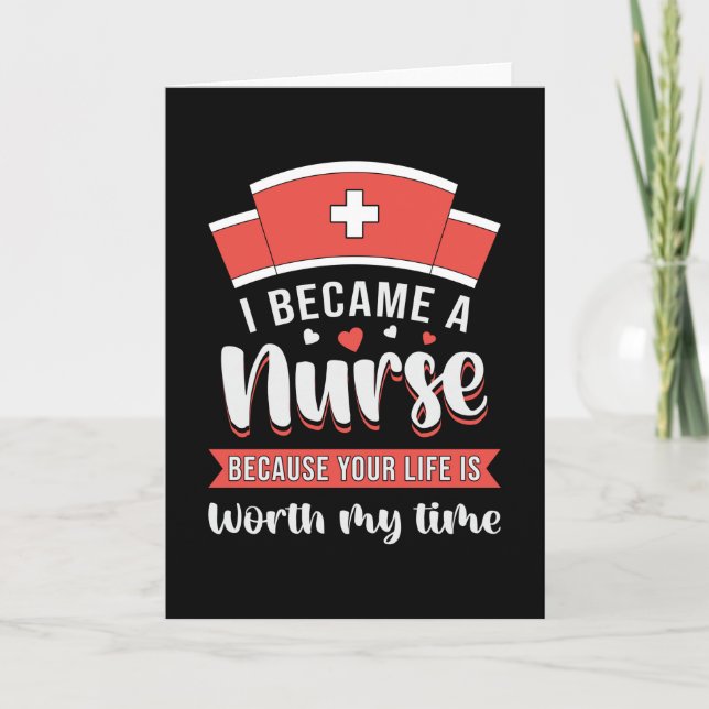 Jag Beacame A Nurse ICU Akut Ambulance Funny Kort (Framsida)