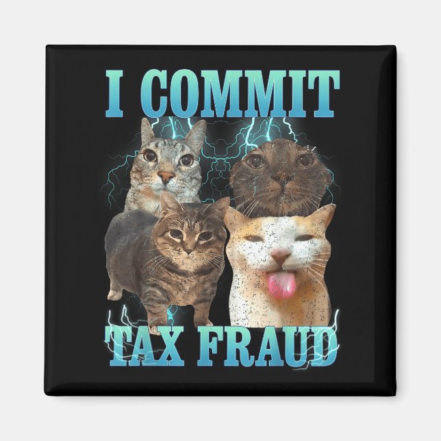 Jag begår skattebedrägeri Rolig Katt Meme Bootleg  Magnet (Framsidan)
