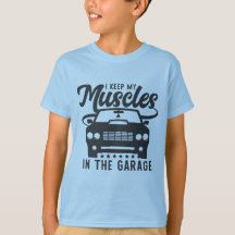 Jag behållor mina muskler i Garage Boys Blue T shi