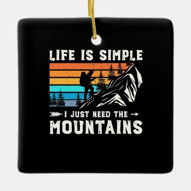 Jag behöver bara bergen. julgransprydnad keramik (Framsida)