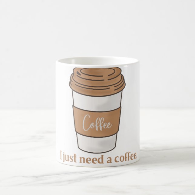 'Jag behöver bara en kaffe' Minimalistisk mugg (Center)