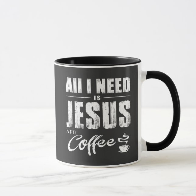 Jag behöver bara Jesus och kaffetypgrafi.. Mugg (Höger)