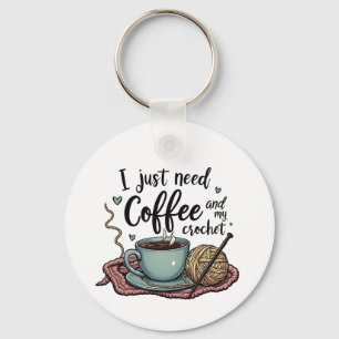 Jag behöver bara kaffe och Crochet. Nyckelring