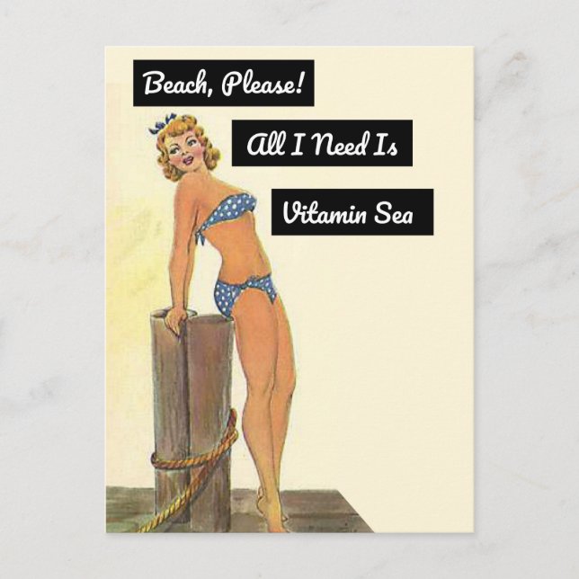 Jag behöver bara vitamin Sea Bikini Vykort (Framsida)