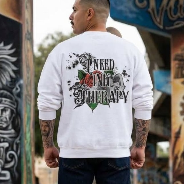 Jag behöver bläckterapi  baksmällahitt lång ärmad tröja (I need ink therapy sweatshirt)