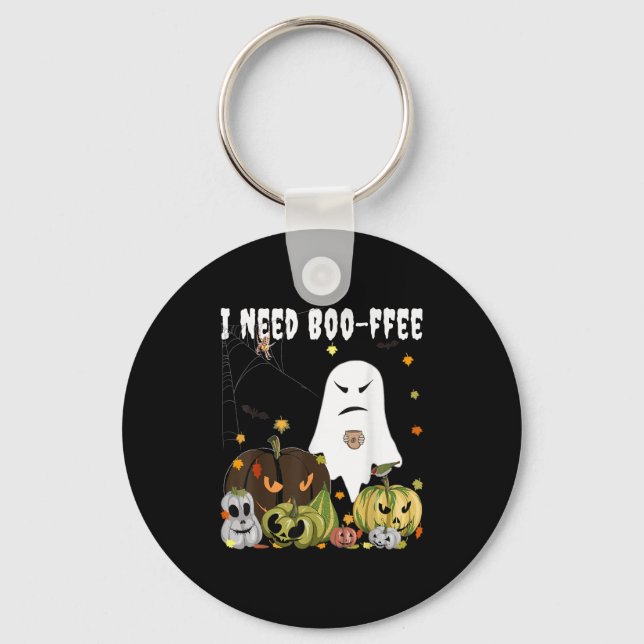 Jag behöver Boo-ffee Spök Jack-o-lantern Kaffeälsk Nyckelring (Framsida)