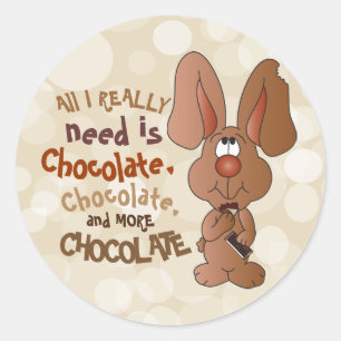 Jag behöver choklad - Påsk Runt Klistermärke