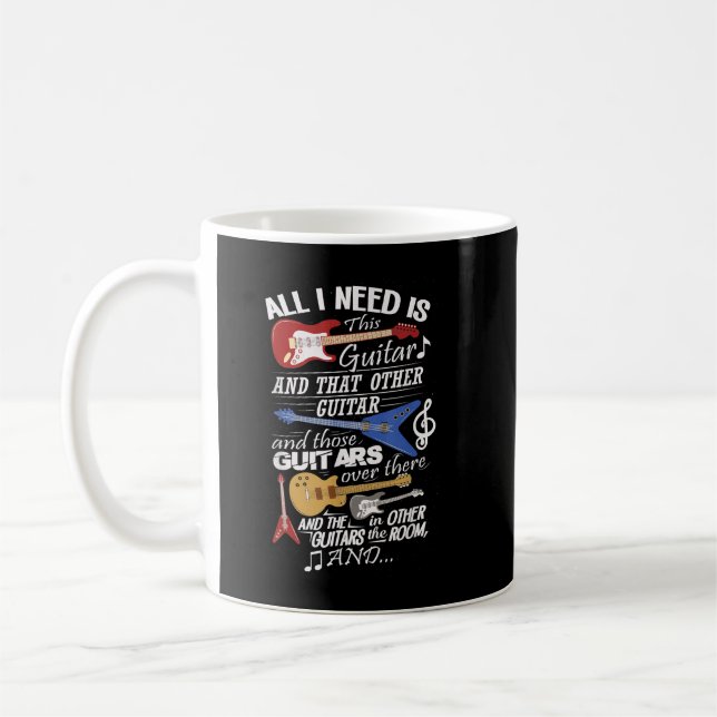 Jag Behöver Denna Gitarr Rolig Musikälskare Gitarr Kaffemugg (Vänster)