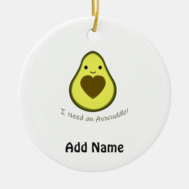 Jag behöver en Avocuddle Cute Kawaii Avocado Julgransprydnad Keramik (Framsidan)