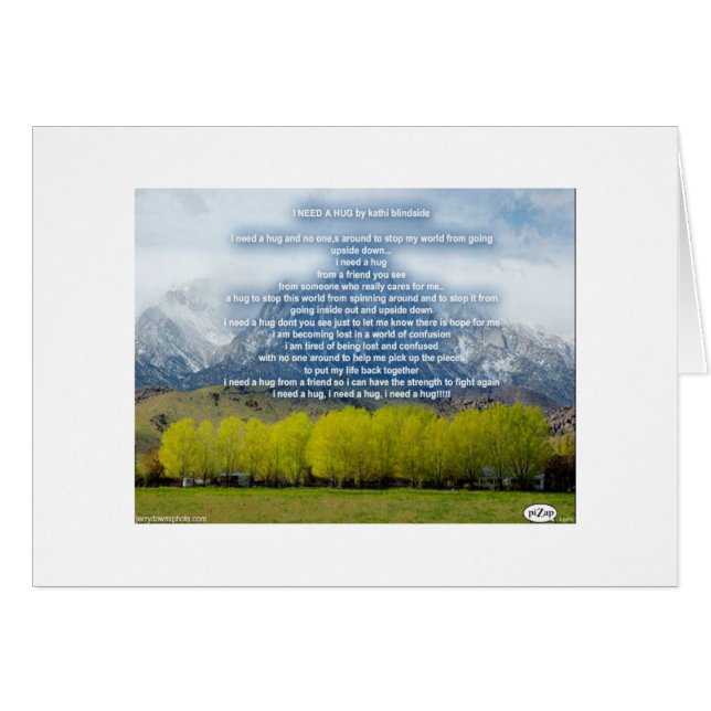 JAG BEHÖVER EN HUG HÄLSNINGSKORT (Framsidan Horizontal)