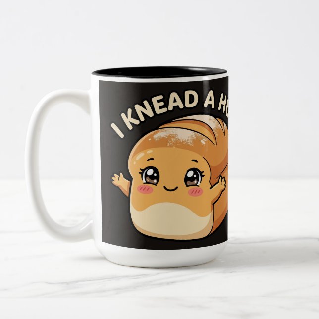 Jag behöver en kram — Kawaii Bröd Två-Tonad Mugg (Vänster)