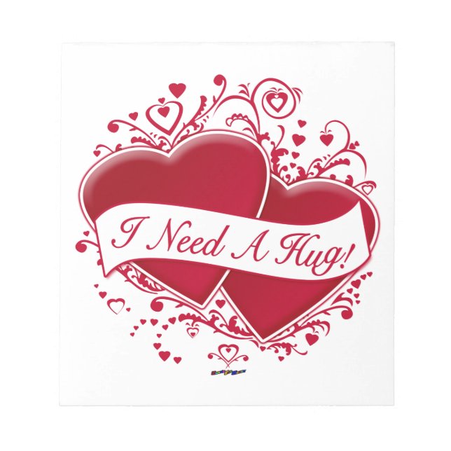 Jag behöver en kram! Red Hearts Anteckningsblock (Framsida)