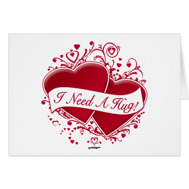 Jag behöver en kram! Red Hearts Hälsningskort (Framsidan Horizontal)