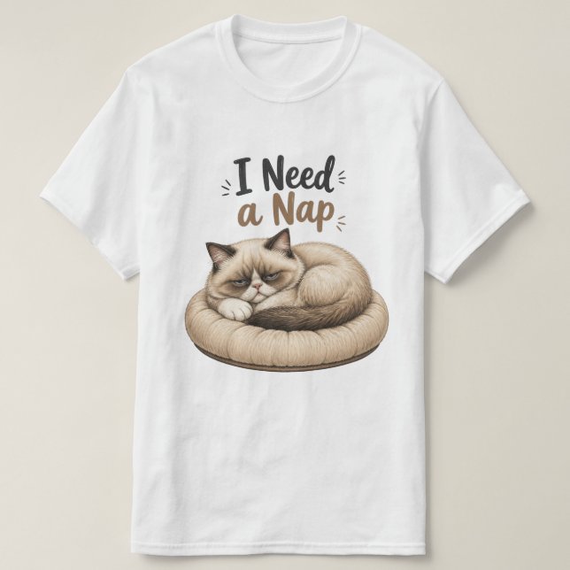 Jag Behöver en Lur – Grumpy Cat Kollektion T Shirt (Design framsida)
