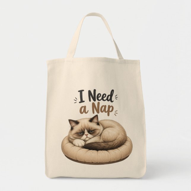 Jag behöver en tupplur • Mysig katt Tygkasse (Framsidan)