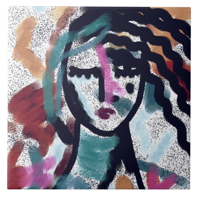 Jag behöver en Vaca Abstrakt Digital Painting Kakelplatta (Framsidan)