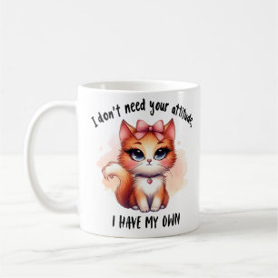 Jag Behöver Inte Din Attityd Rolig Kattälskare Pre Kaffemugg