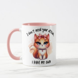 Jag Behöver Inte Din Attityd Roligt Kattälskarepre Mugg
