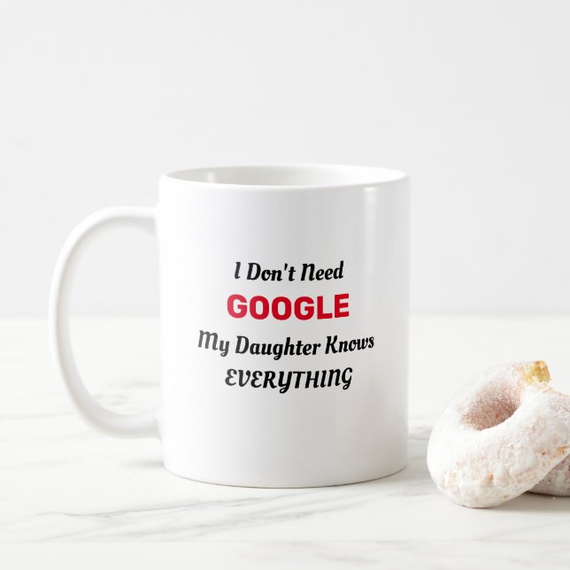 Jag behöver inte Google min dotter vet allt   Kaffemugg (Med munk)