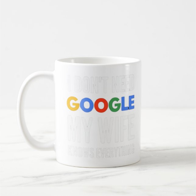 Jag behöver inte Google min fru vet allt Kaffemugg (Vänster)