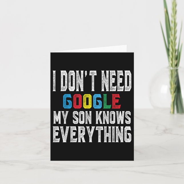 Jag behöver inte Google, min son vet allt Älskare Kort (Framsida)