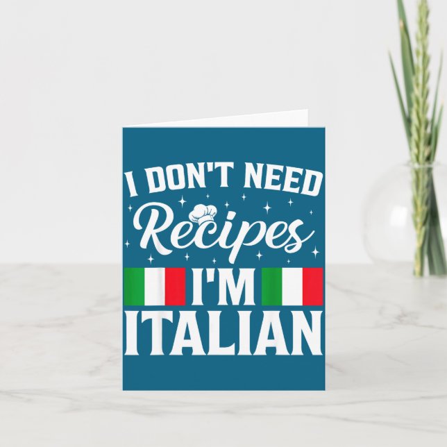 Jag behöver inte recept italiensk matlagning kort (Framsida)
