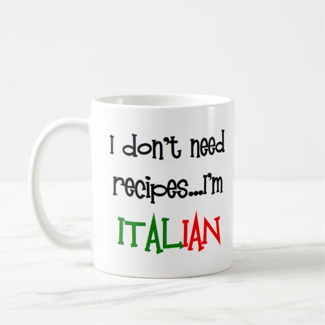 jag behöver inte recept, jag är italienare kaffemugg (Vänster)