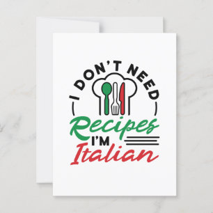 Jag behöver inte recept.. Jag är italienare Vykort