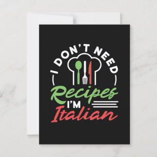 Jag behöver inte Recipes jag är italiensk funy Coo Vykort