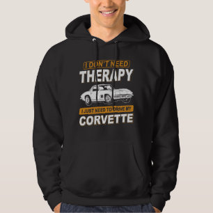 JAG BEHÖVER INTE TERAPI Chevrolet Corvette 1976 Hoodie