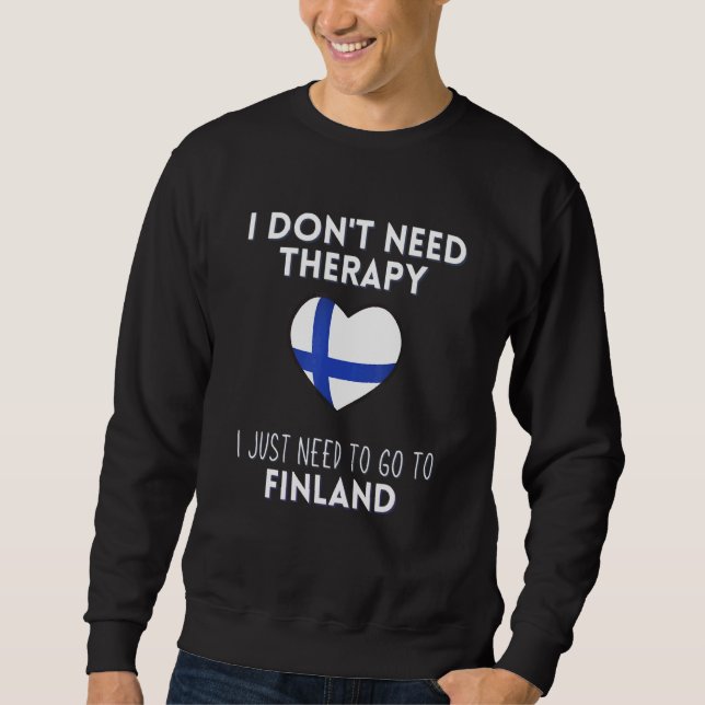 Jag behöver inte terapi för att åka till Finland Lång Ärmad Tröja (Framsida)