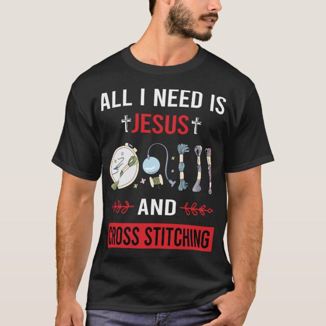 Jag behöver Jesus Kor Stitching T Shirt (Framsida)