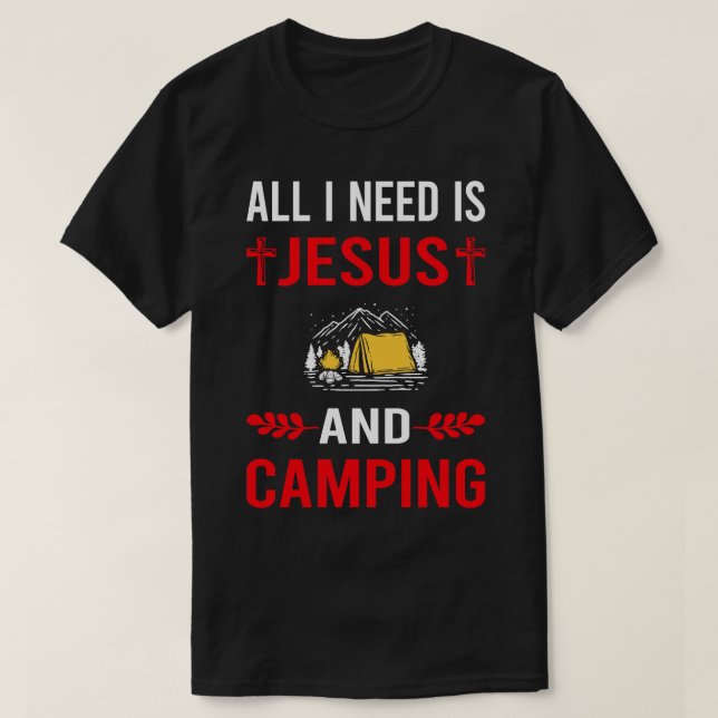 Jag behöver Jesus och campinglägret. T Shirt (Design framsida)