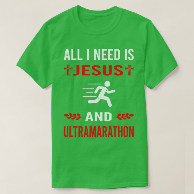 Jag behöver Jesus och Ultramarathon Ultra Avstånd  T Shirt (Design framsida)