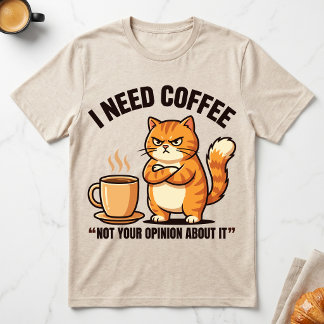 Jag Behöver Kaffe Inte Din Åsikt Grumpy Orange Kat T Shirt