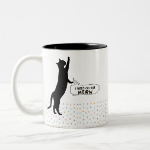Jag behöver kaffe MEOW Två-Tonad Mugg