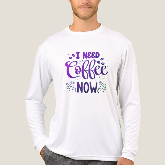 Jag behöver kaffe nu Bella+Canvas Tri-Blend Long S T Shirt (Framsida)