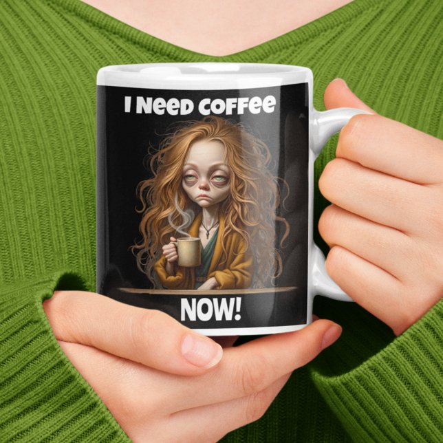 Jag behöver kaffe nu! jumbo mugg (Skapare uppladdad)